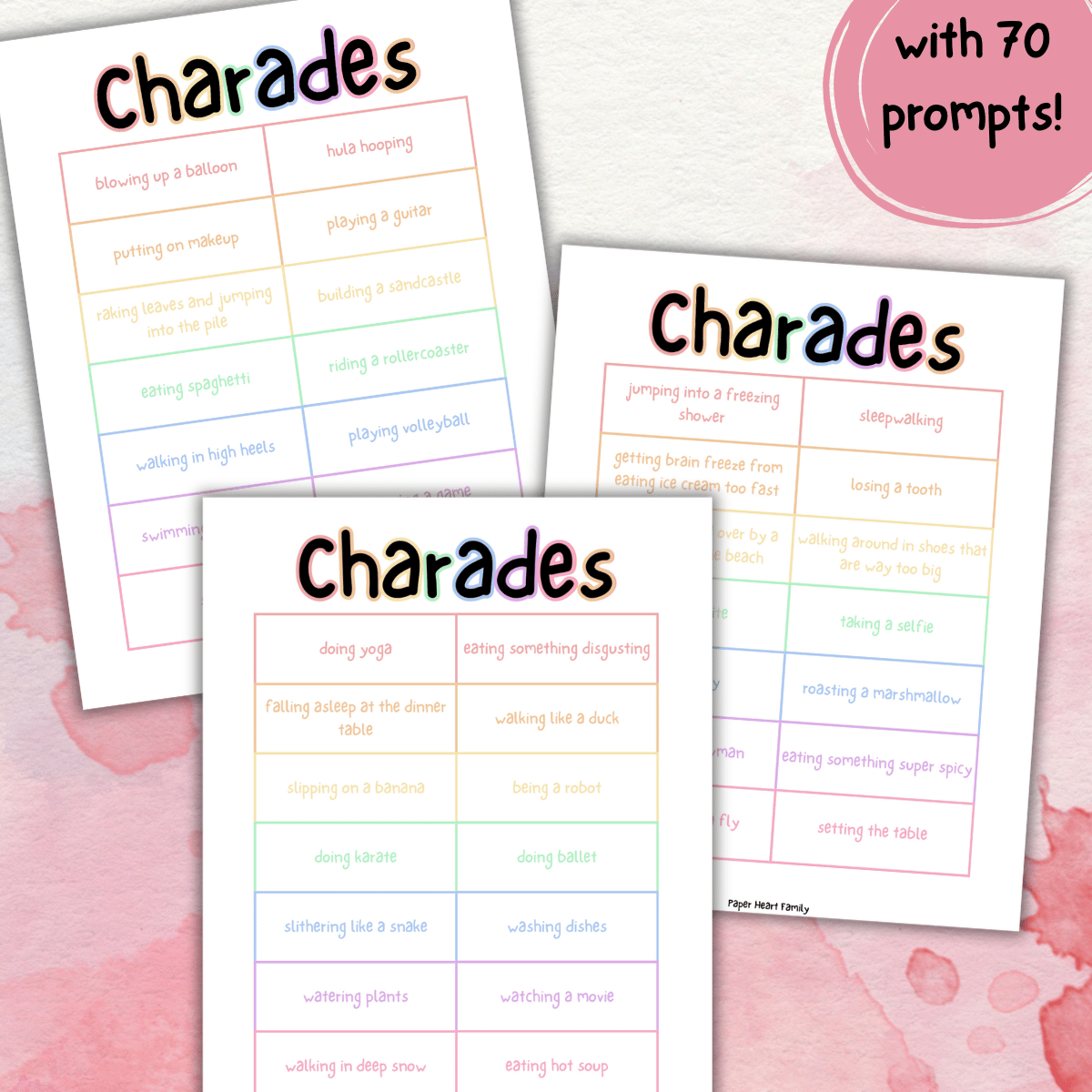 free printable charades game that's perfect for kids of all ages